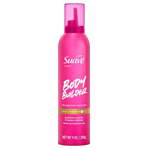 Suave Body Builder Volumizing Mousse For Women Lightweight Soft Hold Fullness & Body Long Lasting Lift Without Crunch For All Hair Types Scented 9 OZ