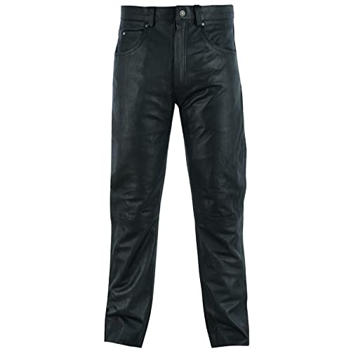 Dream Apparel Mens Motorcycle Black Leather Pants Jeans Style Motorcycle Riding Pants For Biker With 5 Pockets (Size 38) #TOP4