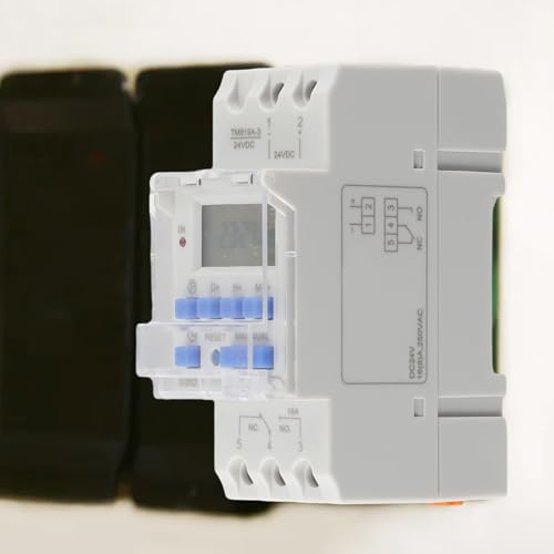 NiuLumea TM919A 16A 24V Temporizador Electrónico Semanal Digital Temporizador Programable 7 Días con 16 Ajustes de Encendido y Apagado, Relé de Tiempo y Control de Potencia (Azul + Blanco)