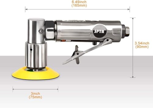 Mini Air Sander, SPTA 25mm/50mm/80mm Mini air Grinder Sets, Random Air Orbital Sander Car Polisher Sets, with 36 Mixed Grit Sanding Disc Pads 3 Backing Plate for Sanding and Polishing-ASOSS3SET