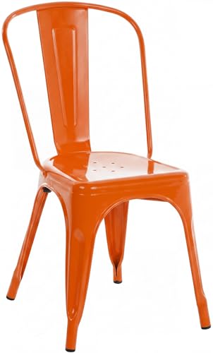 CLP Chaise empilable Benedikt en Metal avec Dossier, Style bistrot, pour Restaurants et Cuisines, Design Robuste, Charge Max. 200 kg Couleur:Orange