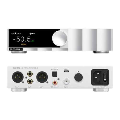 SMSL D200 HiFi Audio DAC | ROHM BD34353EKV DSD512 PCM768kHz Decoder | USB, Optical, Coaxial, Bluetooth Input | Fully Balanced Digital-Analog Converter for Stereo Amp, CD Player