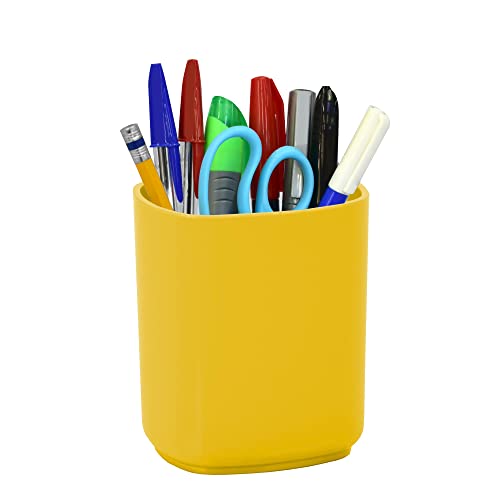 Acrimet Jumbo Pencil Holder, Pen Cup, Caddy Super-Sized Desktop Organizer for Students, Artists and Professionals (Plastic) (Solid Yellow Color)