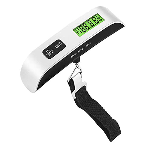 EasyULT Newbuuloo Báscula Digital para Equipaje, Báscula Digital de Equipaje con Gancho 50 kg/ 110 lb, Escala de Equipaje LCD Portátil, Conveniente para Viajes, Vida Diaria, Pesca(Gris)