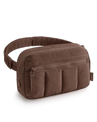 Image of BAGSMART Fanny Packs for Women Cross Body, Quilted Puffy Belt Bag with Pockets, Fashion Waist Packs for Traveling Hiking, Chocolate
