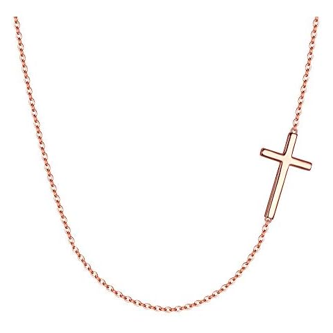 EVER FAITH Sideways Cross Pendant Choker Necklace Cover