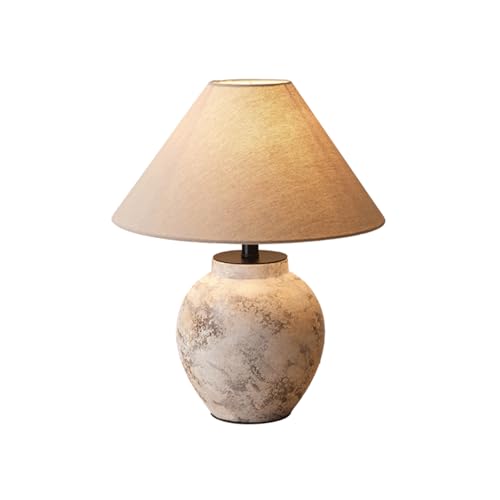 Sobremesa Lámpara de Mesa de Olla de Arcilla de Granja rústica lámpara de cerámica Blanca con decoración de Sombra de Tela lámpara de Mesa de la Jarra del suroeste de la Noche Entrada