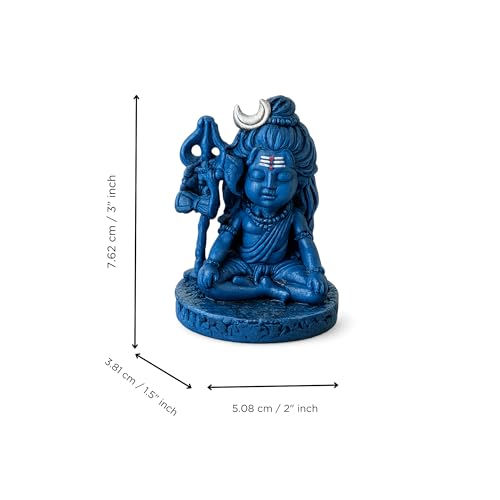 Image of eCraftIndia Meditating Lord Shiva Idol | Blue Shiv Murti with Trishul | Spiritual Decorative Showpiece for Home Decor & Gifting | Compact Religious Statue for Temple & Living Space