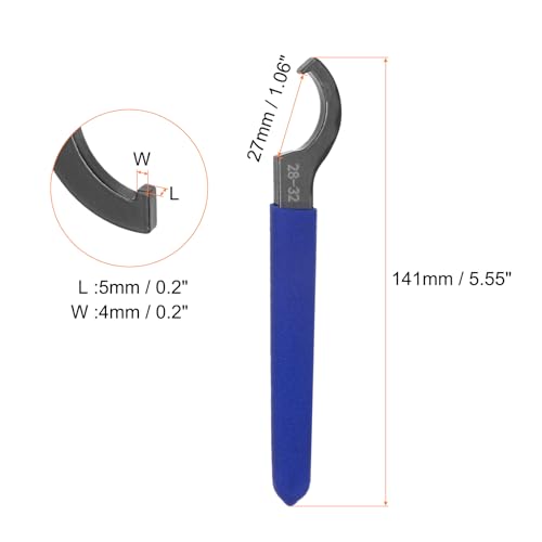 HARFINGTON Chave inglesa de gancho C 28-32 Porca de choque de aço com alça antiderrapante azul para