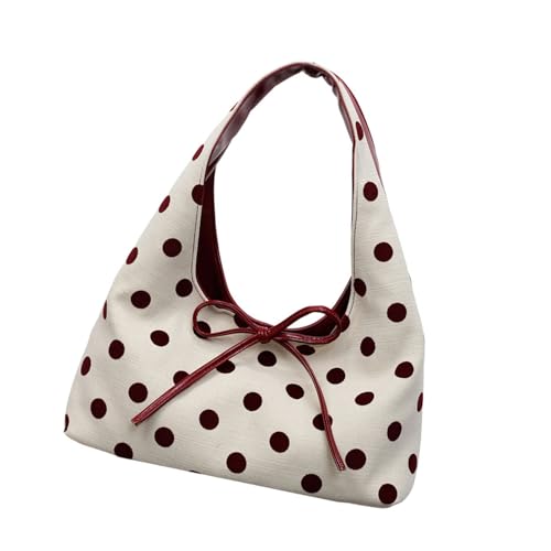 Sac sous les bras en cuir synthétique à pois noir et blanc pour femme