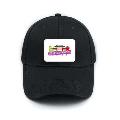 Casquette de baseball Violet China Town noire réglable en coton pour hommes et femmes