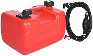 KCRET Portable Boat Fuel Tank with Hose Connector for Marine Outboard Motor Fuel Tank- Red (3 Gallon (12L))