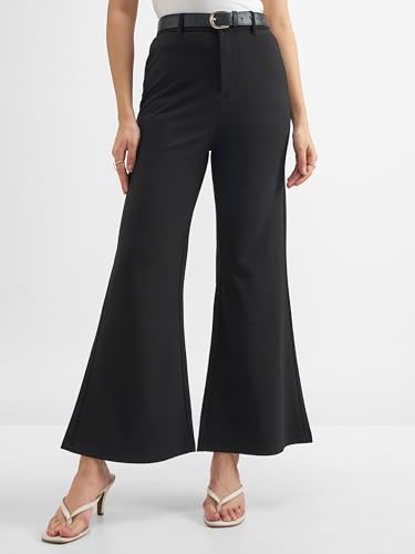 Image of Tokyo Talkies Women's Stretchable Bootcut Pants | High Rise Flared Trousers |Travel & Formal Wear|Workwear Trousers