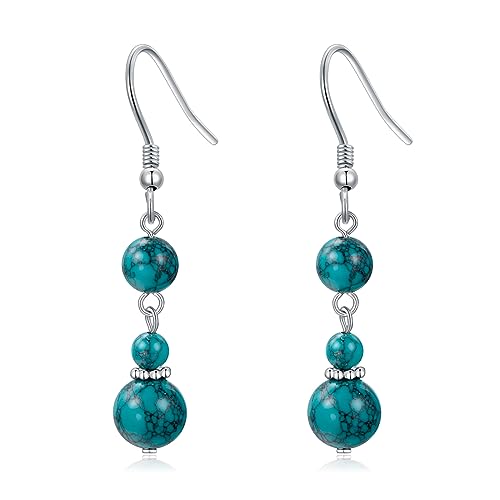 Boucles d'oreilles turquoise pendantes pour look d'été