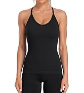 ATTRACO Ribbed Workout Tank Tops for Women with Built-in Bra V Neck Rackback Going Out Camisole