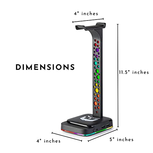 Gamer Dungeon Rgb Gaming Headphone Stand- Sleek Design, 9 Vibrant Colors, Dual Usb Charging, Integrated Audio Jack #TOP2