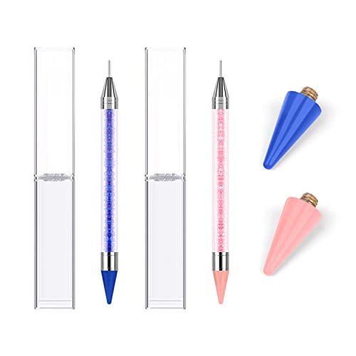 2 bolígrafos de pintura de diamantes, con 2 puntas de cera de repuesto y 2 cajas de plástico, accesorios de bolígrafo de pintura de diamantes, utilizados para pintar manualidades, arte de uñas
