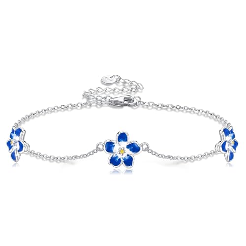 Leaf/Forget Me Not Flower/Sunflower Bracelet 925 Sterling Silver Flower Bracelets Jewelry Gifts For Women Female