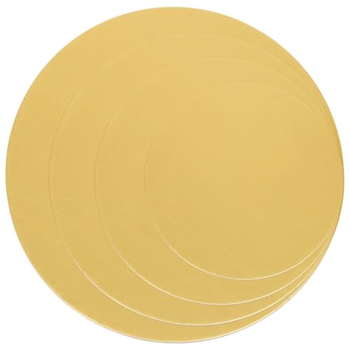 Pocoxll 4 Pack Gold Round Cake Boards, 6, 8, 10, 12 Inch Cake Base Cardboards, Round Cake Circles, Perfect for Baking Cake