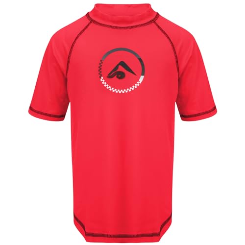 Kanu Surf Big Boys Haywire UPF 50+ Sun Protective Rashguard Swim Shirt, Haywire Red, Small (8)