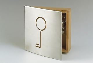 Zeller 'Schlüssel' (Key) 13846 Key Cabinet 21.5 x 6 x 24.5 cm Beech Wood and Stainless Steel