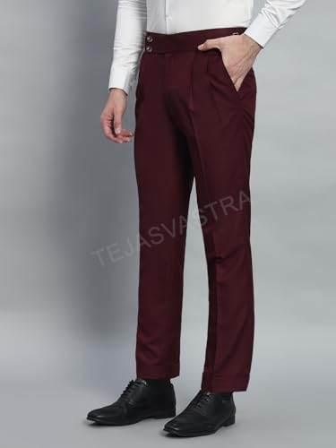 Image of FASHIONEMPIRE Men's Formal Trousers Front Pleated Double Button Gurkha Zion Pant Slim Fit | Stylish Formal Pant for Party and Casual Wear
