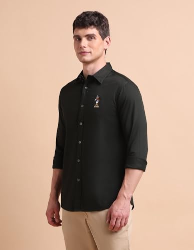 Image of U.S. POLO ASSN. Solid Tailored Fit Shirt for Men - 100% Cotton, Breathable & Comfortable, Full Sleeves Casual Shirt for Men