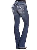 BlueMoment Bootcut Jeans for Curvy Women Low Rise Western Cowgirls Boot Cut Jeans Stretchy Retro Flap Pockets Jean