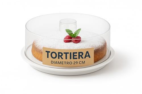 Tomaino - Porta torta con Coperchio, Tortiera in Plastica 29 cm - Alzatina a Campana Copri Dolci e Torte Scatola Contenitore con Vassoi Portabiscotti