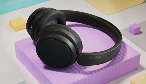 Philips TAH5209BK hafif kulak üstü kablosuz Bluetooth kulaklık, pasif gürültü yalıtımlı, 65 saat çalma süresi, net çağrılar, dinamik bas, 2 saat USB-C şarj, siyah - Görsel 2