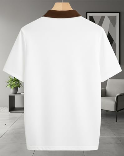 Image of AUSK Men's Premium Polo Tshirt | Cotton Rich Fabric | Zip Collar Tshirts | Half Sleeves | Engineered Knit Design | Regular Fit