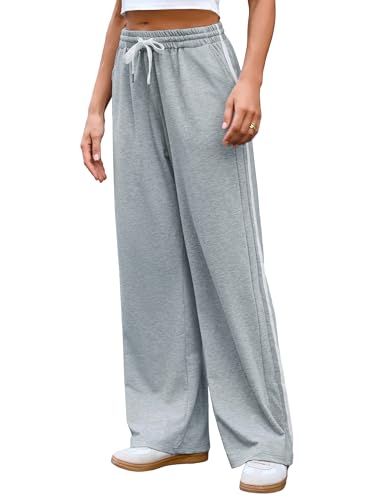 Quenteen Women's Wide Leg Pants Casual High Waisted Baggy Straight Sweatpants Drawstring Athletic Joggers with Pockets