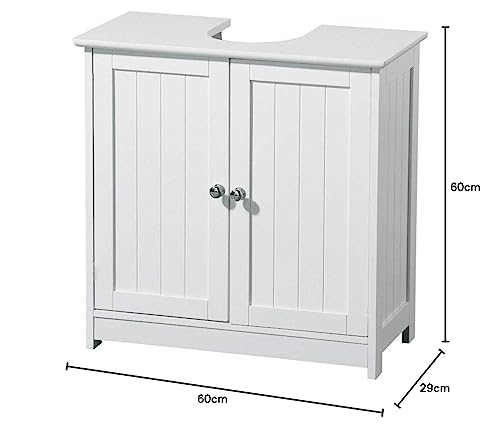 AVC Designs Bathroom Sink Cabinet Under Basin Unit Cupboard Storage Floor Cabinet Furniture White - Image 3