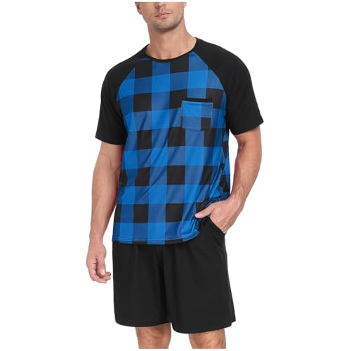 Ensemble homme pour week-end décontracté et sorties estivales imprimé bleu