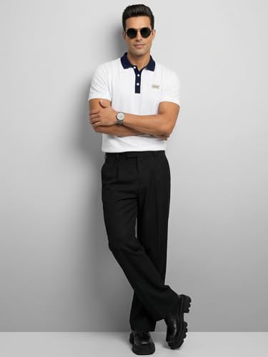 Image of Veirdo Men's Polo T-Shirt Regular Fit, Half Sleeve Contrast Collar Tee, Solid Color Summer Wear, Comfortable Travel, Casual & Office Styling (Sizes S-2XL)