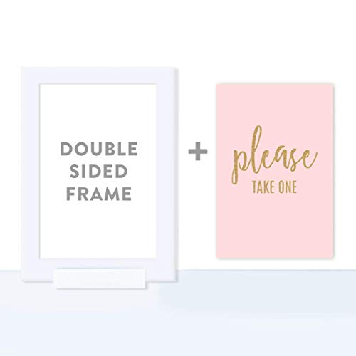Andaz Press Blush Pink Gold Glitter Print Wedding Collection, Framed Party Signs, Please Take One, 4X6-Inch, 1-Pack, Includes Frame, Programs, Hand Fans Table Signage #TOP3