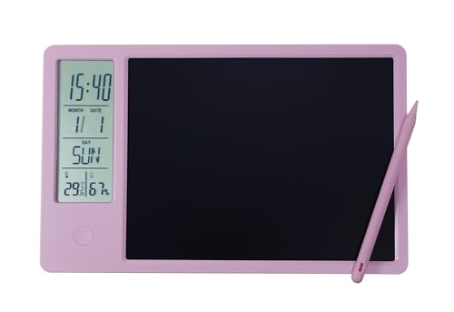 Electronic Digital Planner Tablet Calendar with Pen and Time&Day&Temperature&Humidity Display for Office Student Home Work (Pink)