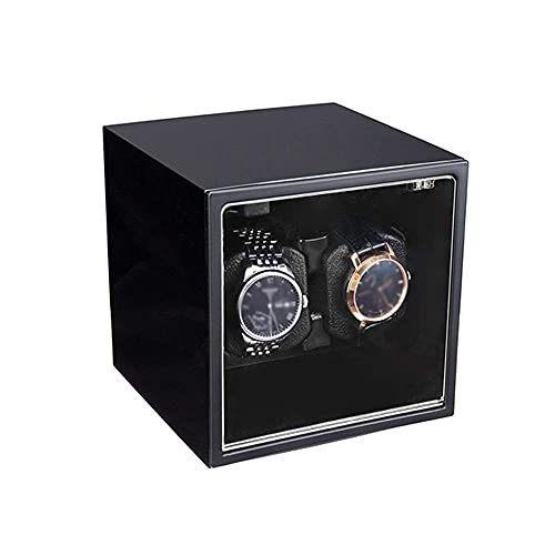 IIPOSAQQ Bobinador automático de reloj doble extremadamente silencioso con motor de madera y carcasa de metal cepillado para relojes de mujer y hombre