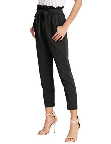 Grace Karin Womens High Waist Slim Fit Cropped Trousers Pants With Tie Belt Ol Style Black Xxl #TOP3