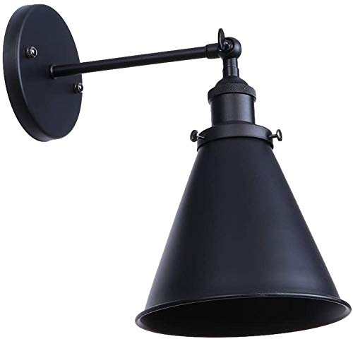 SARUEL Wall Sconce,Wall Industrial Adjustable with Funnel Shade E27 Wall Sconce for Home Bar Bedroom Shop Decoration/Black