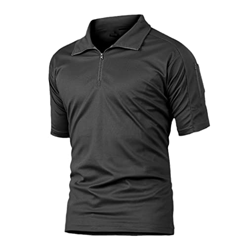 T-shirt de randonnée militaire homme noir respirant pour l'été en 3XL