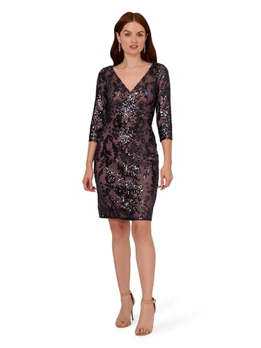 Adrianna Papell Women's Beaded V-Neck Short Dress