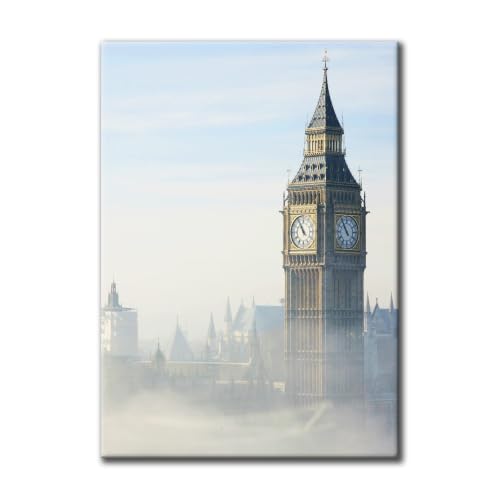 Impression d'art Big Ben Londres panoramique, poster haut de gamme brume mystique 60x90 cm