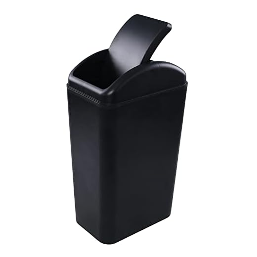 Jandson 14 Liter / 3.5 Gallon Black Swing Trash Can, Slim Trash Bin for Narrow Space, F