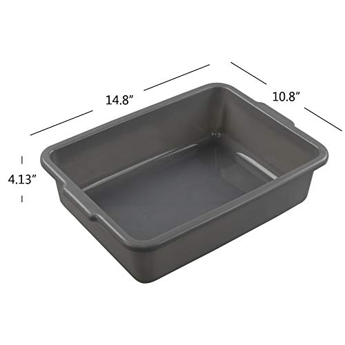 CadineUS 4 Packs 8 Liter Grey Commercial Bus Tub Box Tote Dishpan - Thumbnail 3
