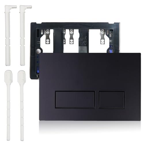 Drückerplatte Betätigungsplatte für 2-Mengen-Spülung Kompatibel mit Geberit Sigma10 Sigma20 Sigma21 Sigma30 Sigma50 Sigma60 UP320 UP300 Doppelbetätigungsplatte WC Spülkasten Ersatzteile, Matt Schwarz