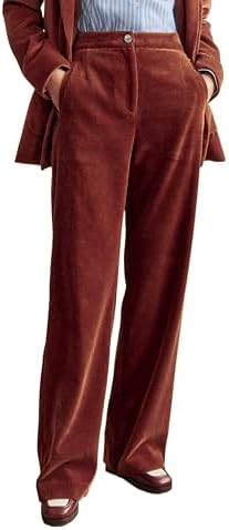 LifeShe Women Corduroy Pants Elastic Waisted Straight Leg Pant Ca...