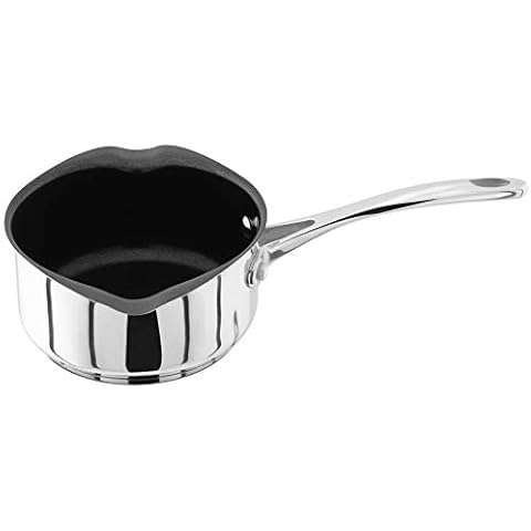 Stellar 7000 S7201 Stainless Steel Non-Stick Milk Pan, 2 Pouring Lips, Induction, Oven Safe, Dishwasher Safe 800ml/14cm - 10 Year Non-Stick Warranty Cover