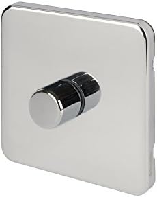 Schneider Electric Lisse Screwless Deco - Single Universal 2 Way Dimmer Light Switch, 400W/VA, GGBL6012CPCS, Polished Chrome