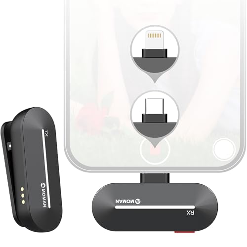 Moman Microfono Solapa Inalambrico, CP1(C) Mic Lavalier【Type-C】 2,4 GHz Wireless Microphone...